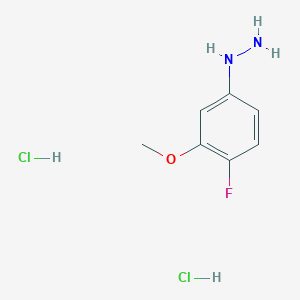 molecular formula C7H11Cl2FN2O B2865203 (4-氟-3-甲氧基苯基)肼；二盐酸盐 CAS No. 2551120-38-6