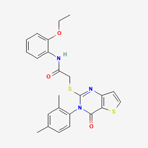 molecular formula C24H23N3O3S2 B2865209 2-{[3-(2,4-dimethylphenyl)-4-oxo-3,4-dihydrothieno[3,2-d]pyrimidin-2-yl]sulfanyl}-N-(2-ethoxyphenyl)acetamide CAS No. 1260906-25-9