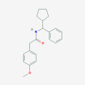 molecular formula C21H25NO2 B286521 N-[cyclopentyl(phenyl)methyl]-2-(4-methoxyphenyl)acetamide 