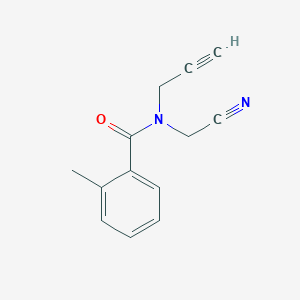 molecular formula C13H12N2O B2865211 N-(Cyanomethyl)-2-methyl-N-prop-2-ynylbenzamide CAS No. 1825548-35-3