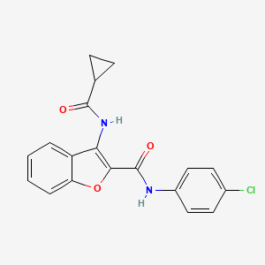 molecular formula C19H15ClN2O3 B2865218 N-(4-chlorophenyl)-3-(cyclopropanecarboxamido)benzofuran-2-carboxamide CAS No. 887891-74-9