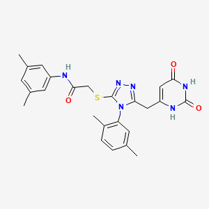 molecular formula C25H26N6O3S B2865219 N-(3,5-二甲苯基)-2-[[4-(2,5-二甲苯基)-5-[(2,4-二氧代-1H-嘧啶-6-基)甲基]-1,2,4-三唑-3-基]硫代]乙酰胺 CAS No. 852048-26-1