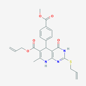 molecular formula C23H23N3O5S B2865224 2-(烯丙基硫)-5-(4-(甲氧羰基)苯基)-7-甲基-4-氧代-3,4,5,8-四氢吡啶并[2,3-d]嘧啶-6-羧酸烯丙酯 CAS No. 878625-37-7