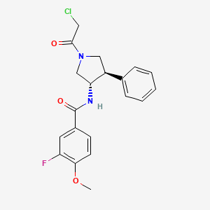 molecular formula C20H20ClFN2O3 B2865226 N-[(3S,4R)-1-(2-Chloroacetyl)-4-phenylpyrrolidin-3-yl]-3-fluoro-4-methoxybenzamide CAS No. 2418594-05-3
