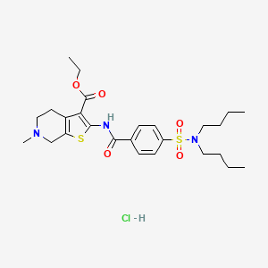 molecular formula C26H38ClN3O5S2 B2865235 ethyl 2-(4-(N,N-dibutylsulfamoyl)benzamido)-6-methyl-4,5,6,7-tetrahydrothieno[2,3-c]pyridine-3-carboxylate hydrochloride CAS No. 1216488-74-2
