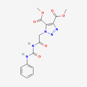 molecular formula C15H15N5O6 B2865237 二甲基 1-{2-[(苯甲酰氨基)氨基]-2-氧代乙基}-1H-1,2,3-三唑-4,5-二羧酸酯 CAS No. 892277-85-9