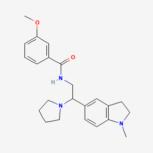 molecular formula C23H29N3O2 B2865248 3-methoxy-N-(2-(1-methylindolin-5-yl)-2-(pyrrolidin-1-yl)ethyl)benzamide CAS No. 922033-33-8