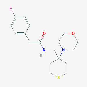 molecular formula C18H25FN2O2S B2865254 2-(4-Fluorophenyl)-N-[(4-morpholin-4-ylthian-4-yl)methyl]acetamide CAS No. 2380078-25-9