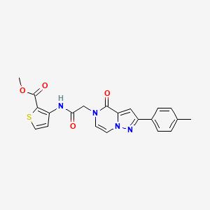molecular formula C21H18N4O4S B2865255 methyl 3-({[2-(4-methylphenyl)-4-oxopyrazolo[1,5-a]pyrazin-5(4H)-yl]acetyl}amino)thiophene-2-carboxylate CAS No. 941876-09-1