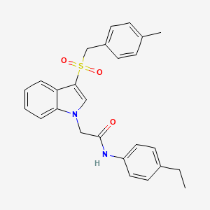 molecular formula C26H26N2O3S B2865258 N-(4-乙基苯基)-2-(3-((4-甲基苄基)磺酰基)-1H-吲哚-1-基)乙酰胺 CAS No. 878063-06-0