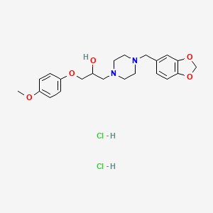 molecular formula C22H30Cl2N2O5 B2865262 1-(4-(Benzo[d][1,3]dioxol-5-ylmethyl)piperazin-1-yl)-3-(4-methoxyphenoxy)propan-2-ol dihydrochloride CAS No. 474002-05-6