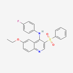molecular formula C23H19FN2O3S B2865268 6-乙氧基-N-(4-氟苯基)-3-(苯磺酰基)喹啉-4-胺 CAS No. 895650-94-9