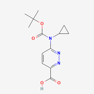 molecular formula C13H17N3O4 B2865269 6-[Cyclopropyl-[(2-methylpropan-2-yl)oxycarbonyl]amino]pyridazine-3-carboxylic acid CAS No. 2248385-08-0