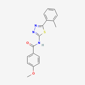 molecular formula C17H15N3O2S B2865276 4-methoxy-N-(5-(o-tolyl)-1,3,4-thiadiazol-2-yl)benzamide CAS No. 391226-69-0