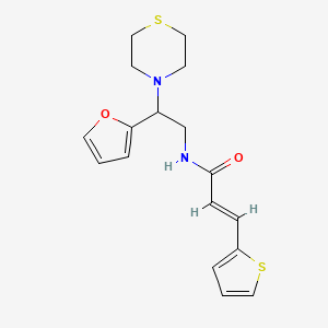 molecular formula C17H20N2O2S2 B2865281 (E)-N-(2-(furan-2-yl)-2-thiomorpholinoethyl)-3-(thiophen-2-yl)acrylamide CAS No. 2035018-31-4