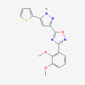 3-(2,3-dimethoxyphenyl)-5-(3-(thiophen-2-yl)-1H-pyrazol-5-yl)-1,2,4-oxadiazole
