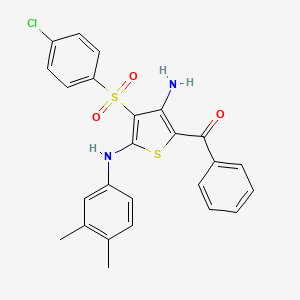 [3-Amino-4-(4-chlorophenyl)sulfonyl-5-(3,4-dimethylanilino)thiophen-2-yl]-phenylmethanone