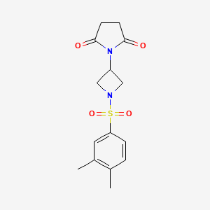 molecular formula C15H18N2O4S B2865312 1-(1-((3,4-Dimethylphenyl)sulfonyl)azetidin-3-yl)pyrrolidine-2,5-dione CAS No. 1795446-38-6