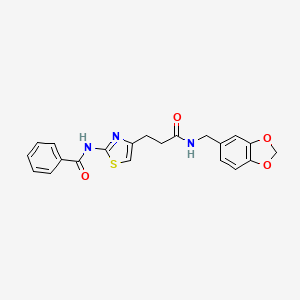N-(4-(3-((benzo[d][1,3]dioxol-5-ylmethyl)amino)-3-oxopropyl)thiazol-2-yl)benzamide