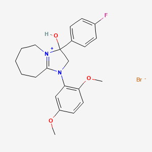 molecular formula C22H26BrFN2O3 B2865322 1-(2,5-dimethoxyphenyl)-3-(4-fluorophenyl)-3-hydroxy-3,5,6,7,8,9-hexahydro-2H-imidazo[1,2-a]azepin-1-ium bromide CAS No. 1106770-10-8