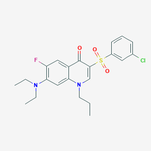 molecular formula C22H24ClFN2O3S B2865329 3-((3-chlorophenyl)sulfonyl)-7-(diethylamino)-6-fluoro-1-propylquinolin-4(1H)-one CAS No. 892758-03-1