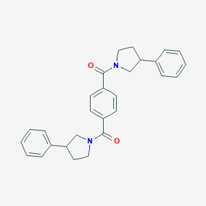 molecular formula C28H28N2O2 B286533 3-Phenyl-1-{4-[(3-phenyl-1-pyrrolidinyl)carbonyl]benzoyl}pyrrolidine 