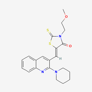 molecular formula C21H23N3O2S2 B2865339 (Z)-3-(2-methoxyethyl)-5-((2-(piperidin-1-yl)quinolin-3-yl)methylene)-2-thioxothiazolidin-4-one CAS No. 886162-04-5