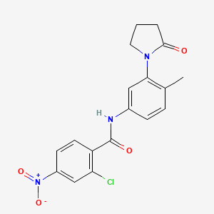 molecular formula C18H16ClN3O4 B2865344 2-氯-N-(4-甲基-3-(2-氧代吡咯烷-1-基)苯基)-4-硝基苯甲酰胺 CAS No. 941993-74-4