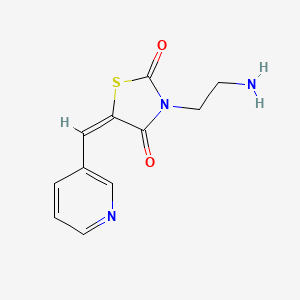 molecular formula C11H11N3O2S B2865346 (5E)-3-(2-aminoethyl)-5-(pyridin-3-ylmethylidene)-1,3-thiazolidine-2,4-dione CAS No. 377769-59-0