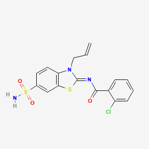 molecular formula C17H14ClN3O3S2 B2865353 (Z)-N-(3-allyl-6-sulfamoylbenzo[d]thiazol-2(3H)-ylidene)-2-chlorobenzamide CAS No. 865175-86-6