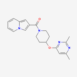 molecular formula C20H22N4O2 B2865356 (4-((2,6-二甲基嘧啶-4-基)氧基)哌啶-1-基)(吲哚并嗪-2-基)甲酮 CAS No. 2034497-92-0