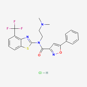 molecular formula C22H20ClF3N4O2S B2865358 N-(2-(dimethylamino)ethyl)-5-phenyl-N-(4-(trifluoromethyl)benzo[d]thiazol-2-yl)isoxazole-3-carboxamide hydrochloride CAS No. 1396786-09-6
