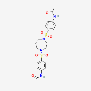 molecular formula C21H26N4O6S2 B2865369 N-{4-[(4-{[4-(acetylamino)phenyl]sulfonyl}-1,4-diazepan-1-yl)sulfonyl]phenyl}acetamide CAS No. 547722-10-1