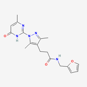 molecular formula C18H21N5O3 B2865375 3-(3,5-dimethyl-1-(4-methyl-6-oxo-1,6-dihydropyrimidin-2-yl)-1H-pyrazol-4-yl)-N-(furan-2-ylmethyl)propanamide CAS No. 1172724-40-1