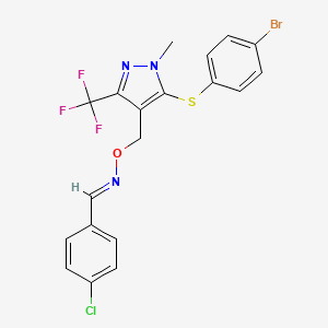 4-chlorobenzenecarbaldehyde O-{[5-[(4-bromophenyl)sulfanyl]-1-methyl-3-(trifluoromethyl)-1H-pyrazol-4-yl]methyl}oxime
