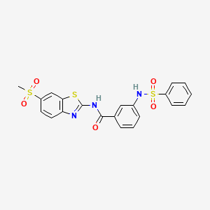 molecular formula C21H17N3O5S3 B2865394 N-(6-(methylsulfonyl)benzo[d]thiazol-2-yl)-3-(phenylsulfonamido)benzamide CAS No. 886891-41-4