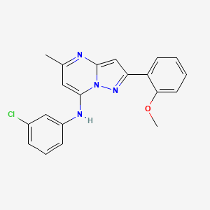 molecular formula C20H17ClN4O B2865407 N-(3-氯苯基)-2-(2-甲氧基苯基)-5-甲基吡唑并[1,5-a]嘧啶-7-胺 CAS No. 933251-22-0