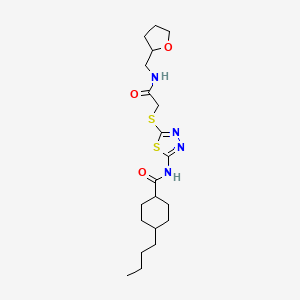 4-butyl-N-(5-((2-oxo-2-(((tetrahydrofuran-2-yl)methyl)amino)ethyl)thio)-1,3,4-thiadiazol-2-yl)cyclohexanecarboxamide