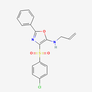 molecular formula C18H15ClN2O3S B2865426 N-allyl-4-((4-chlorophenyl)sulfonyl)-2-phenyloxazol-5-amine CAS No. 862741-46-6