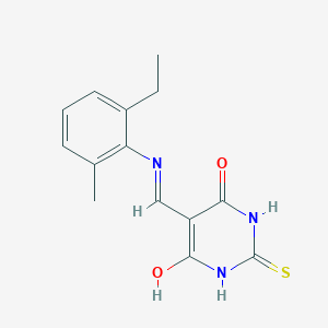 molecular formula C14H15N3O2S B2865434 5-(((2-ethyl-6-methylphenyl)amino)methylene)-2-thioxodihydropyrimidine-4,6(1H,5H)-dione CAS No. 1021262-63-4