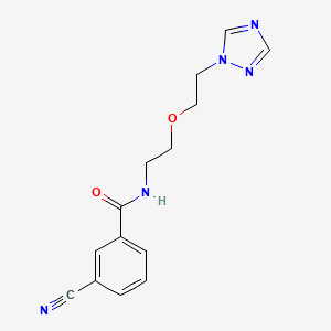 molecular formula C14H15N5O2 B2865437 3-cyano-N-{2-[2-(1H-1,2,4-triazol-1-yl)ethoxy]ethyl}benzamide CAS No. 2097902-71-9