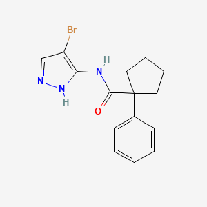 molecular formula C15H16BrN3O B2865440 N-(4-溴-1H-吡唑-5-基)-1-苯基环戊烷-1-甲酰胺 CAS No. 1119392-06-1