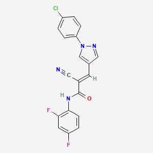 (E)-3-[1-(4-chlorophenyl)pyrazol-4-yl]-2-cyano-N-(2,4-difluorophenyl)prop-2-enamide