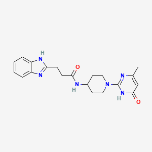 molecular formula C20H24N6O2 B2865448 3-(1H-benzo[d]imidazol-2-yl)-N-(1-(4-methyl-6-oxo-1,6-dihydropyrimidin-2-yl)piperidin-4-yl)propanamide CAS No. 1903309-73-8