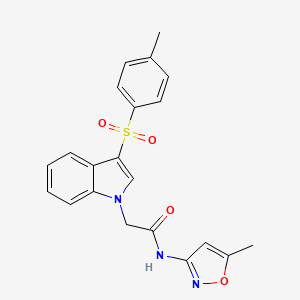 molecular formula C21H19N3O4S B2865450 N-(5-methylisoxazol-3-yl)-2-(3-tosyl-1H-indol-1-yl)acetamide CAS No. 946246-35-1