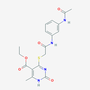 molecular formula C18H20N4O5S B2865460 ethyl 4-[2-(3-acetamidoanilino)-2-oxoethyl]sulfanyl-6-methyl-2-oxo-1H-pyrimidine-5-carboxylate CAS No. 899957-20-1