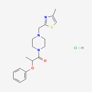 molecular formula C18H24ClN3O2S B2865468 1-(4-((4-甲基噻唑-2-基)甲基)哌嗪-1-基)-2-苯氧基丙酮盐酸盐 CAS No. 1216784-06-3