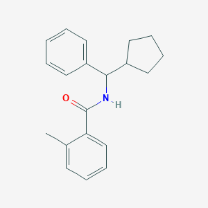 molecular formula C20H23NO B286548 N-[cyclopentyl(phenyl)methyl]-2-methylbenzamide 