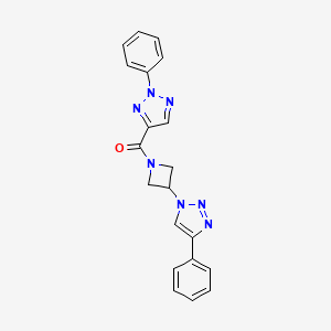 molecular formula C20H17N7O B2865484 (3-(4-苯基-1H-1,2,3-三唑-1-基)氮杂环丁-1-基)(2-苯基-2H-1,2,3-三唑-4-基)甲酮 CAS No. 2034265-91-1