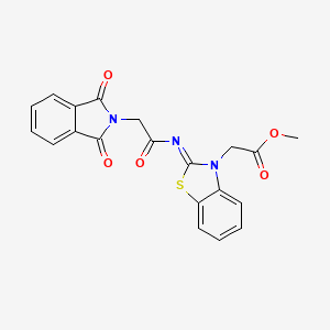 molecular formula C20H15N3O5S B2865491 Methyl 2-[2-[2-(1,3-dioxoisoindol-2-yl)acetyl]imino-1,3-benzothiazol-3-yl]acetate CAS No. 865197-68-8